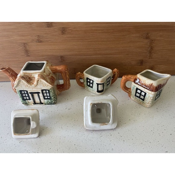 Teapot Creamer Sugar Set Cottage Ware Kensington England Original 1960's‎ - Picture 7 of 13